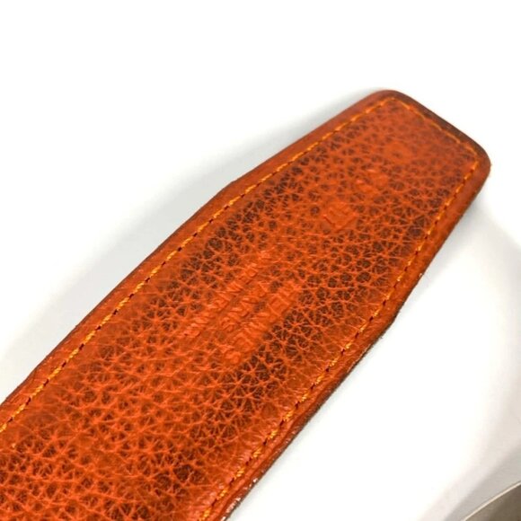 HERMES Double H logo buckle Belts Accessories belt Leather Orange/Black